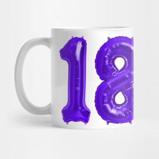 Bright Purple 18th Birthday Metallic Helium Balloons Numbers Mug